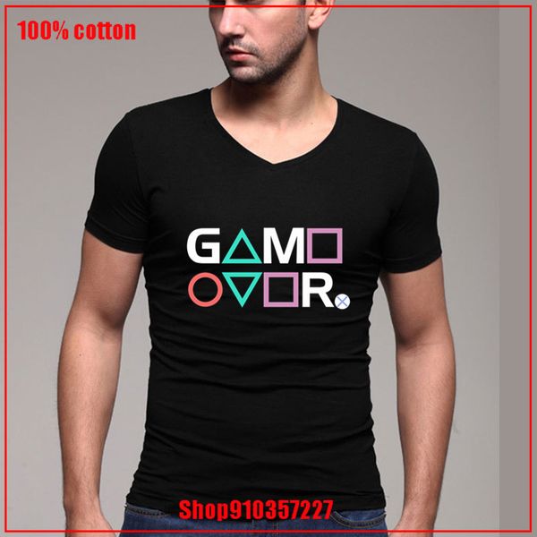 playstation controller symbols v-neck men t-shirt slim v-neck shirts plus size 5xl short sleeve breathable man t shirt fashion